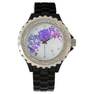 Montre Hortensia magenta pourpre bleu de *~* floral
