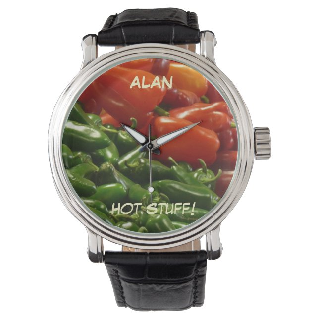 Montre Hot Stuff, Chili Peppers, Chilies, Name, Wrist (devant)