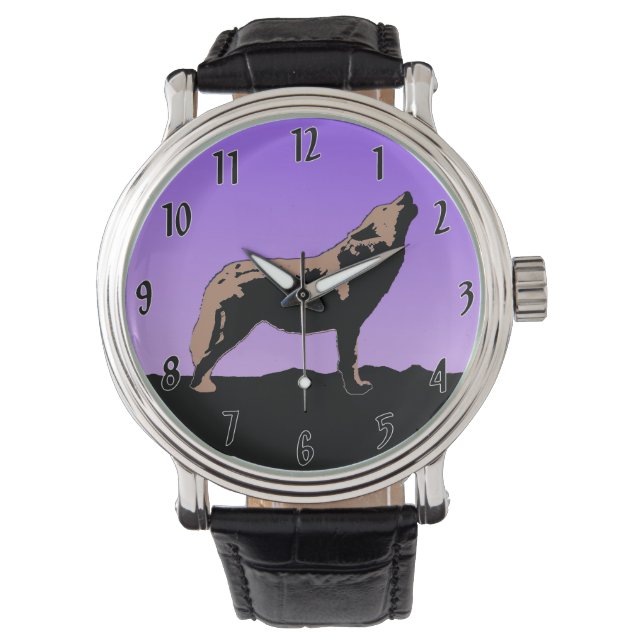 Montre Howling Wolf at Sunset - Art faunique original (devant)
