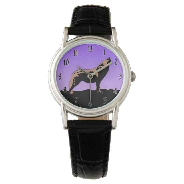 Montre Howling Wolf at Sunset - Art faunique original (devant)