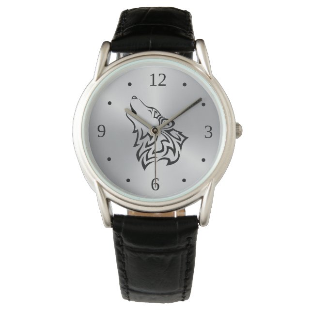 Montre Howling Wolf Tribal Black Silver (devant)