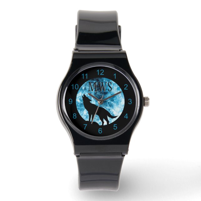 Montre Howling Wolf Winter enneigé bleu fumée Monogramme (Recto)