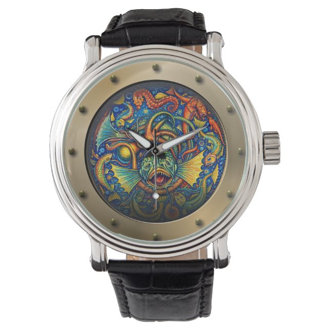 Montre Hublot de Sous-marin Steampunk Créatures Sous-Mari (devant)