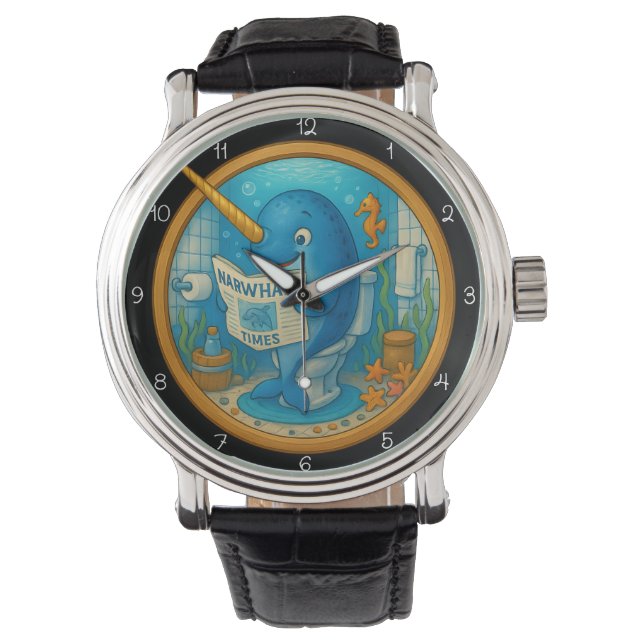 Montre Humorous Narwhal Bathroom Clock (devant)