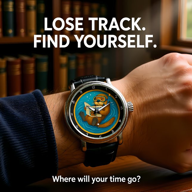 Montre Humorous Otter In Pool (Créateur téléchargé)