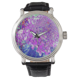 Montre Hydrangea élégant violet et bleu limelight