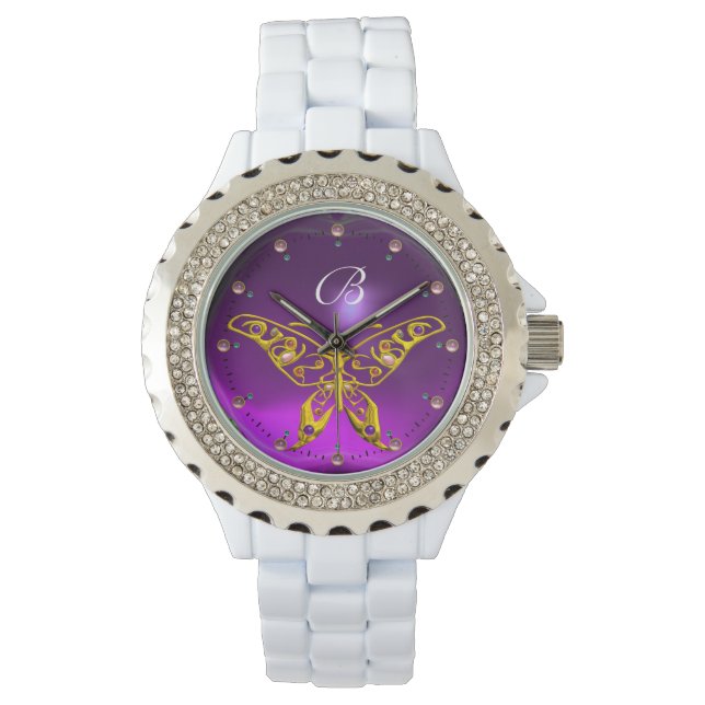 Montre HYPER D'OR BUTTERFLY Améthyste violet Monogramme (devant)