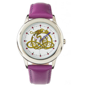 Montre HYPER DRAGON, GOLD CELTIC KNOTS ET GEMSTONES Blanc