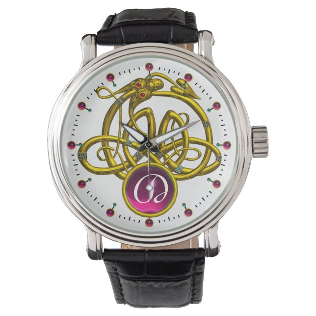 MONTRE HYPER DRAGON / GOLD CELTIC KNOTS MONOGRAMME DE PIE (devant)