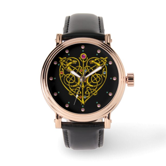 Montre HYPER VALENTINE, ROBE CELTIQUE D'OR COEUR Noir (Recto)