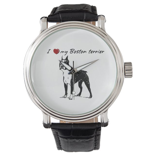Montre I graphique mes mots de Boston Terrier avec chien (devant)