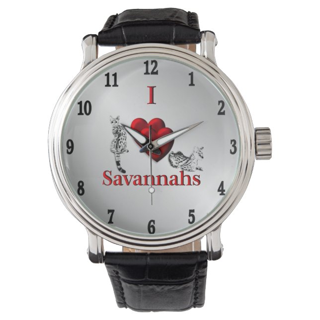 Montre I Heart Savannah Chat Silver Chiffres Noirs (devant)