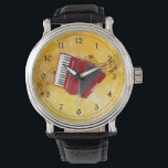 Montre I Love Accordion Music<br><div class="desc">J'adore l'accordéon,  l'accordéon rouge design</div>