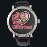 Montre I Love My Girlfriend Photo personnalisée<br><div class="desc">Vous cherchez un cadeau unique et personnel pour votre petit ami? Ne cherchez pas plus loin que notre design photo personnalisé I Love My Girlfriend! Téléchargez une photo pour créer un cadeau unique qu'il aimera. Il constitue un cadeau idéal pour les anniversaires, la Saint-Valentin, les anniversaires ou toute occasion spéciale....</div>