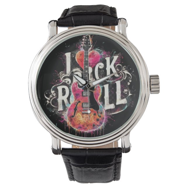 Montre I Love Rock N Roll Guitare Électrique Peinture (devant)