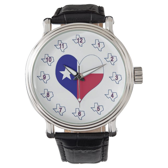 Montre I Love Texas Flag Heart (devant)