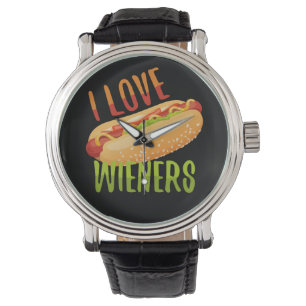 Montre I Love Wieners Grilling Hotdog Camping Drôle