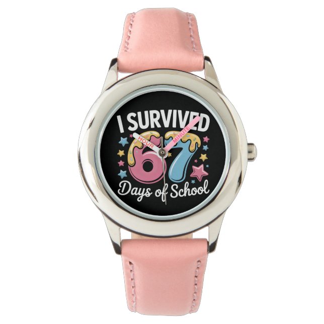 Montre I Survived 67 Days of School Funny Meme Teacher  (devant)