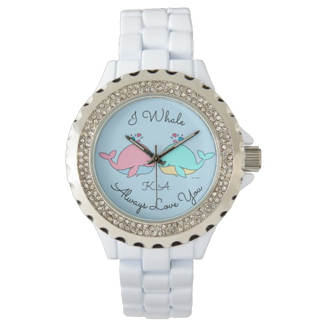 Montre I Whale Toujours Vous Aimer Kawaii Blue Monogramme (devant)