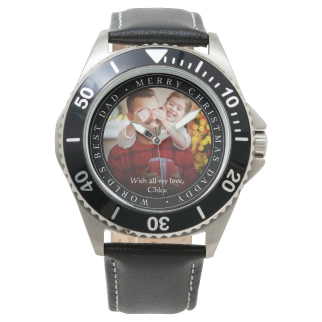 Montre Idée cadeau de Noël du meilleur papa du monde (devant)