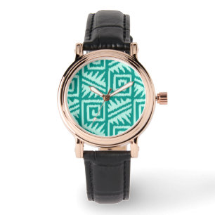 Montre Ikat Aztec Motif - Turquoise et Aqua