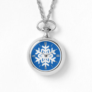 Montre Ikat Snowflake - Cobalt bleu et blanc