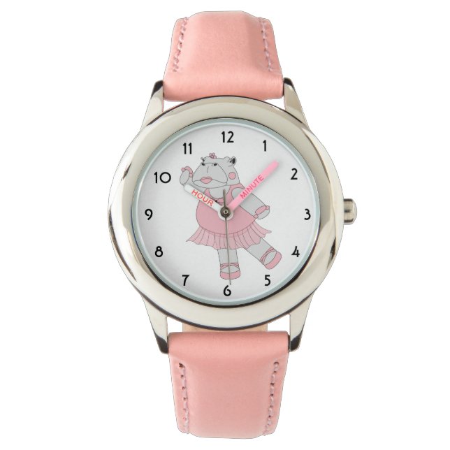 Montre illusima Ballerina Hippo Rose pour enfants (devant)