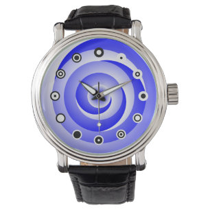 Montre Illusion de spirale bleue (binaire) par Kenneth Yo