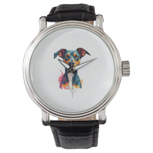 Montre Illustration d'art pop de portrait de chien coloré
