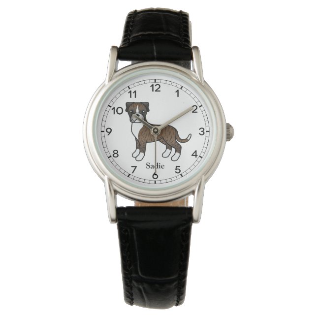 Montre Illustration de Boxer Bringé & Nom Personnalisé (devant)