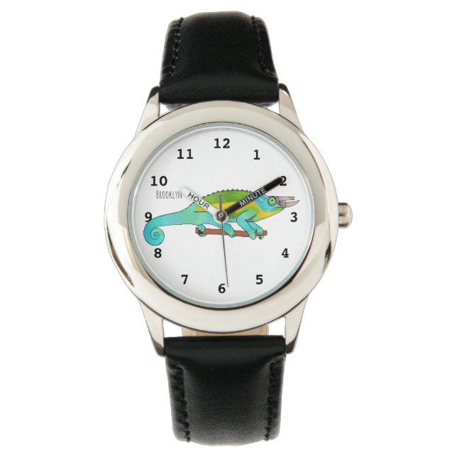 Montre illustration de caméléon de Jackson en dessin anim (devant)