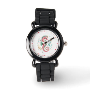 Montre Illustration de chevalier de mer de jolies fleurs 