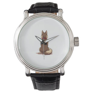 Montre Illustration de chien husky vue de dos vintage mar