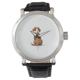 Montre Illustration de chien vue arrière vintage marron e