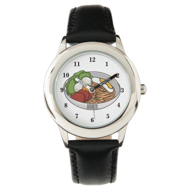 Montre Illustration de dessin animé de nouilles (devant)