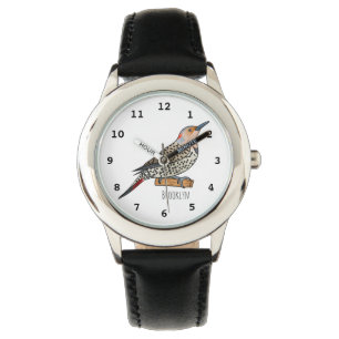 Montre illustration de dessin animé d'oiseau pic flamboya