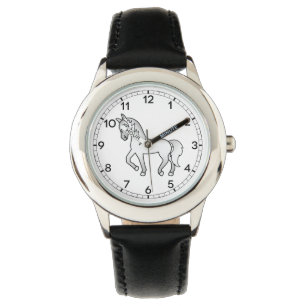 Montre Illustration de dessin animé mignon de cheval trot