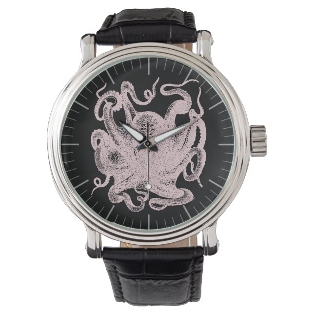 Montre Illustration de gravure de pieuvre vintage (devant)