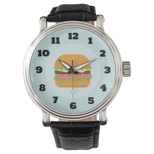 Montre Illustration de hamburger avec tomate et laitue (devant)