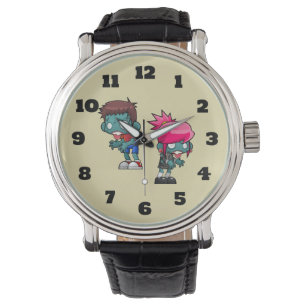 Montre Illustration de jote garçon et fille Zombie