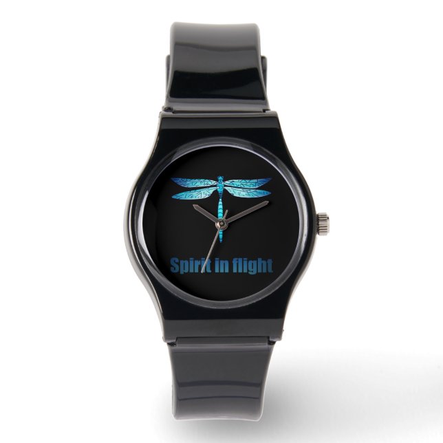 Montre Illustration de la libellule bleue en vol (Recto)