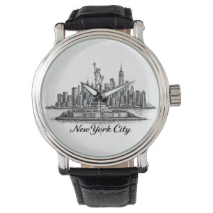 Montre Illustration de la ligne d'horizon de la ville de