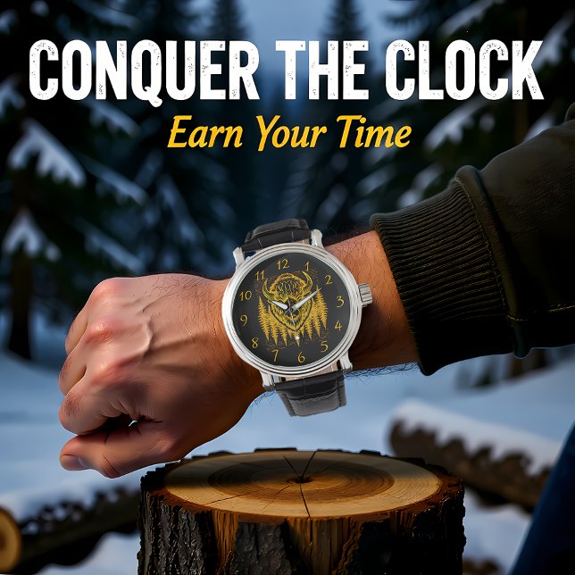 Montre Illustration de la tête de bison Buffalo au milieu (Créateur téléchargé)