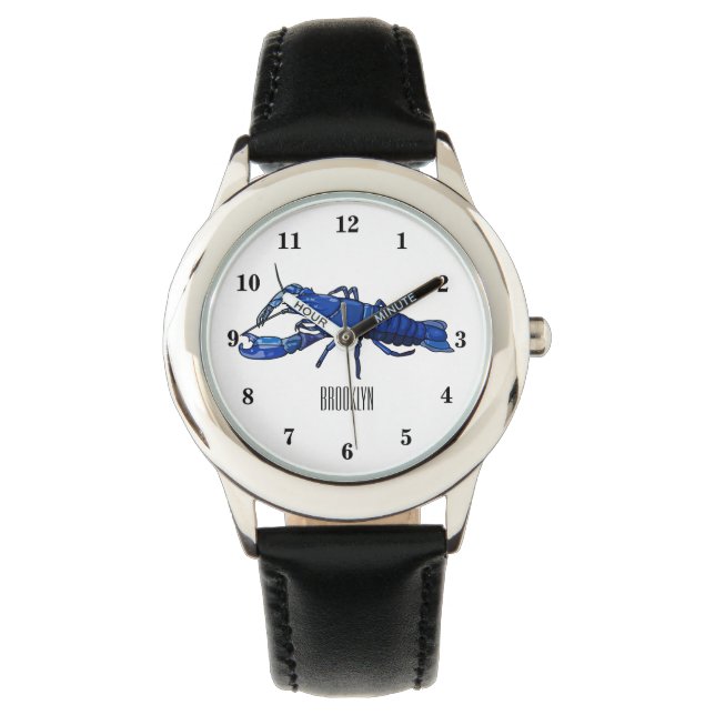 Montre Illustration de l'écrevisse marron bleu (devant)