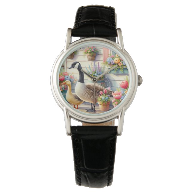 Montre Illustration de printemps d'oies de jardin de cott (devant)