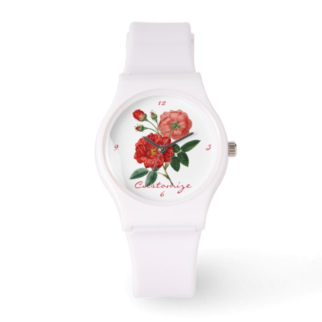Montre Illustration de rose rouge vintage Thunder_Cove (Recto)