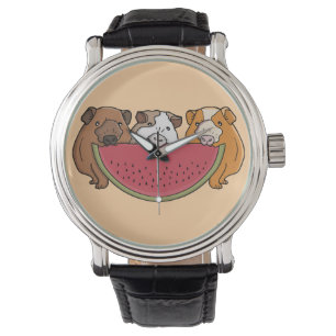 Montre Illustration des Cochons de Guinée et de la pastèq