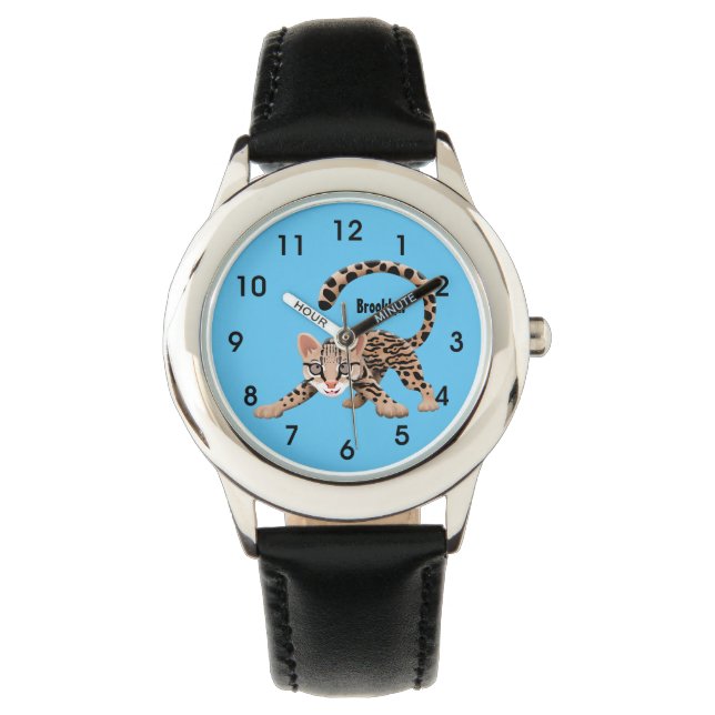 Montre Illustration d'ocelot mignon (devant)