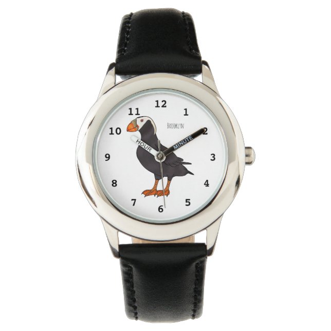 Montre Illustration d'oiseau bouffon touffu (devant)