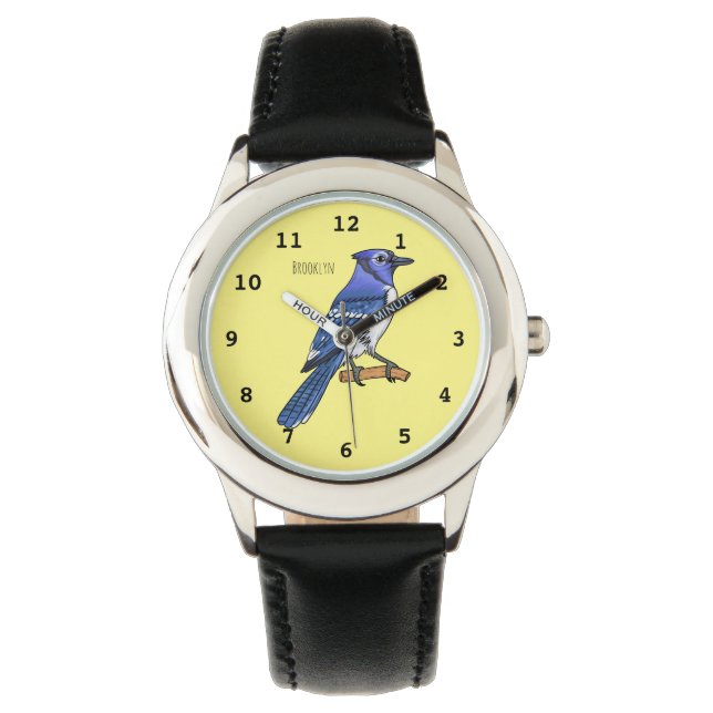 Montre Illustration d'oiseau de jay bleu (devant)